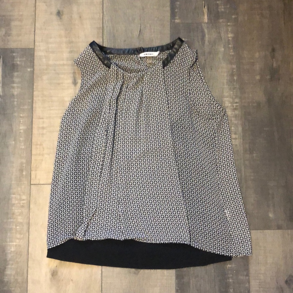 DKNYC Blouse with Leather Detail!